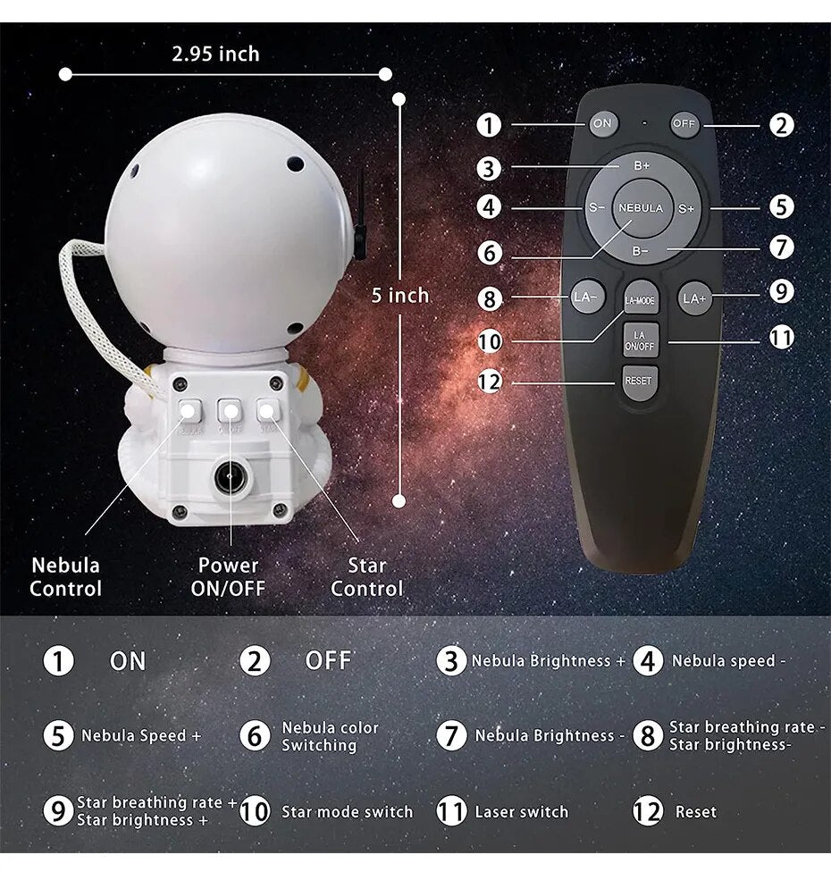 Astronaut Star Projector Galaxy Night Light - EzDABble